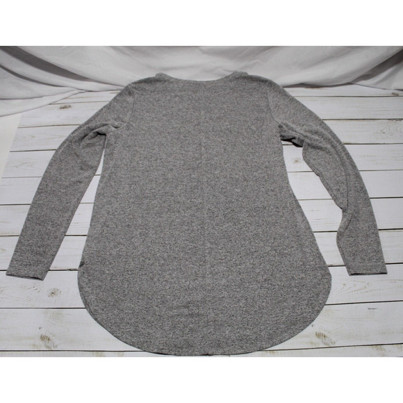 Ann Taylor Women's M Heather Gray Light Weight Tunic Sweater Reflexed Slits LS - Picture 7 of 12